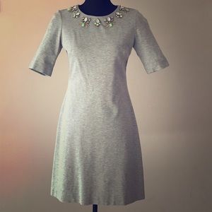 Eliza J short sleeve light gray dress with stones